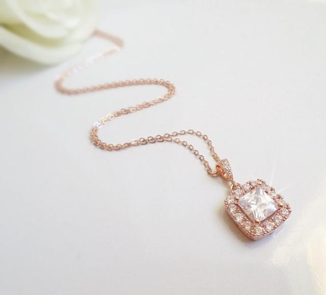 Rose Gold Princess Cut Cubic Zirconia 