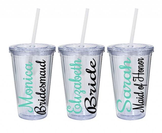 Bridal Party Gift, Bridesmaid Gift, Personalized Tumbler, Mint Wedding, Wedding Decor, Rustic