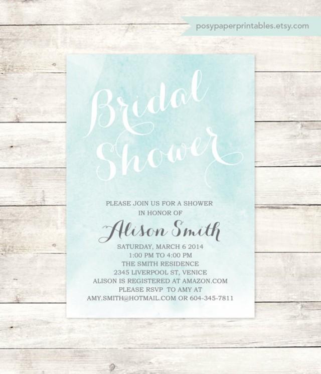 Watercolor Bridal Shower Invite Printable Wedding Shower Blue Modern