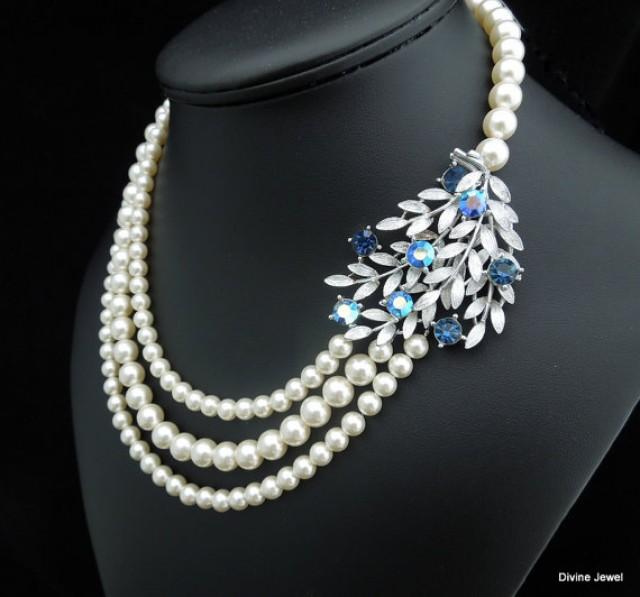 Something Blue Vintage Necklace,Ivory 