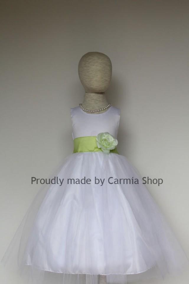 Flower Girl Dresses White With Key Lime Green Frbp Easter