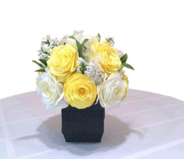 Yellow Peony And Rose Centerpiece Wedding Decor White Reception