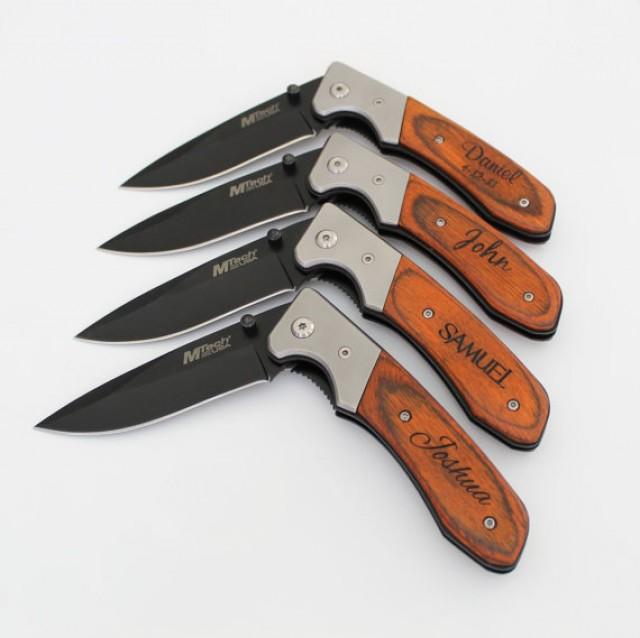 Set Of 5 Groomsmen Pocket Knives Engraved Pocket Knife Personalized