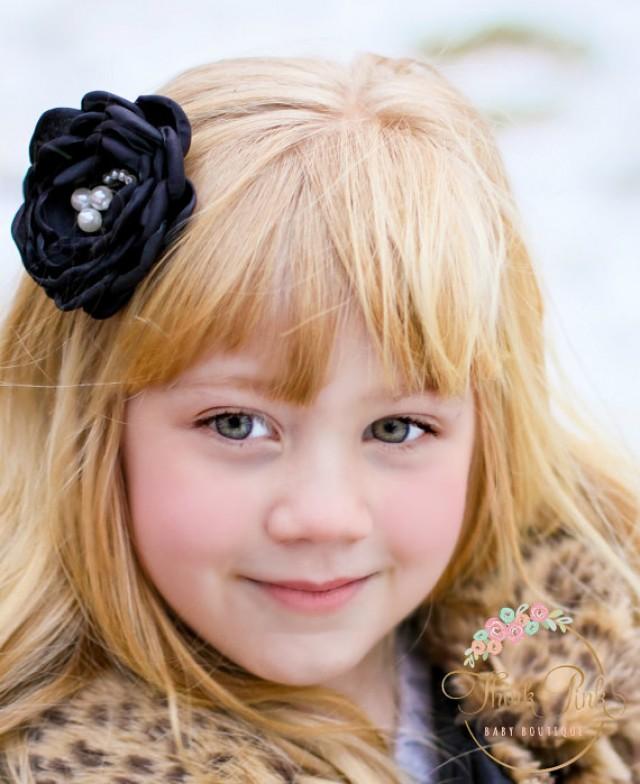 Black Flower Clip,Black Flower Hair Bow, Baby Hair Clips, Baby Hair