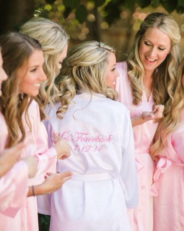 ROBES SET OF 8 Bridesmaids Robes Bridesmaid Robes Satin Robes In Red
