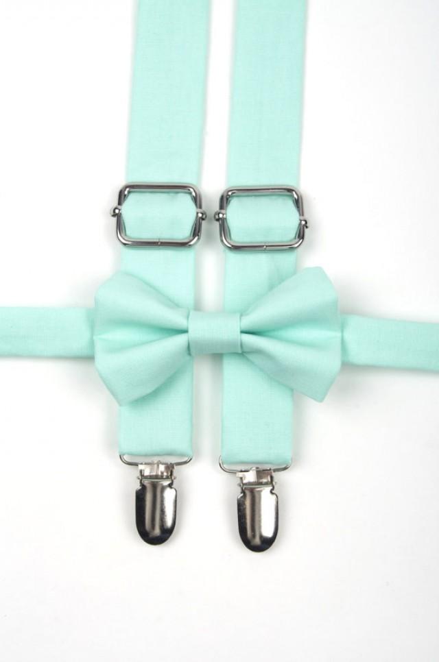 Mint Bow Tie & Suspenders, Mint Suspenders, Mint Green Bow Tie, Ring