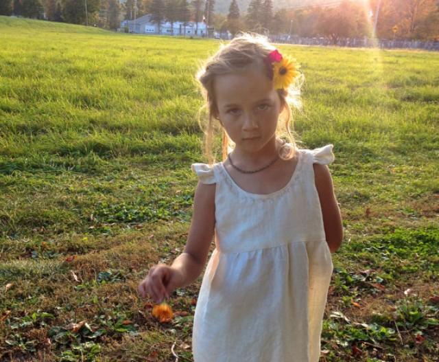 Simple Linen Flower Girl Dress Rustic Wedding Barn Wedding