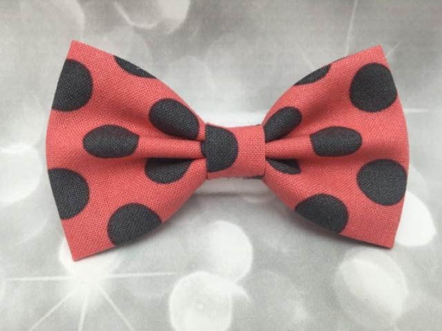 coral and gray bow tie