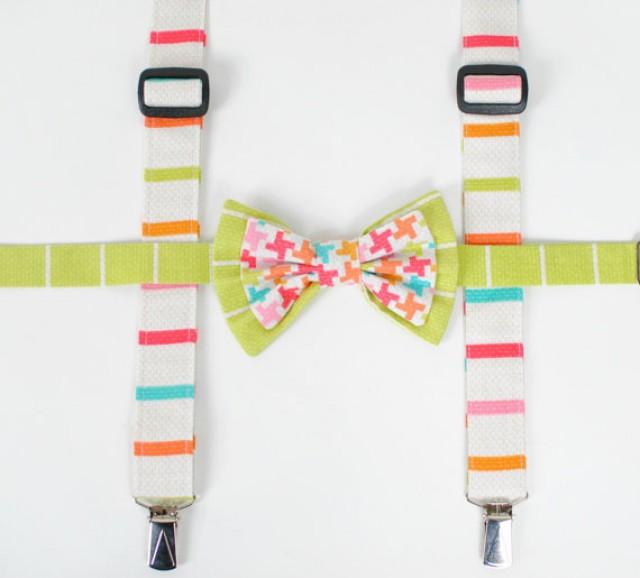 Boy's Bow Tie And Suspenders Set, Bow Tie, Boy Suspender, Ring Bearer