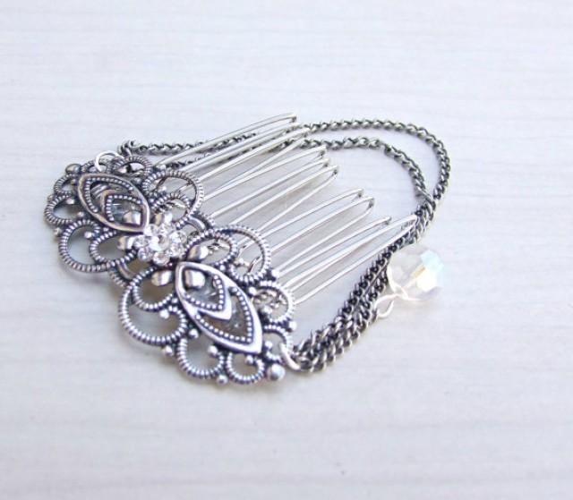 Antique Silver Hair Comb, Wedding Hair Accessories, Bridal Hair Comb