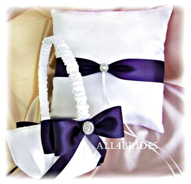 Lapis Deep Purple Weddings Basket Pillow, Wedding Ring Pillow, Wedding