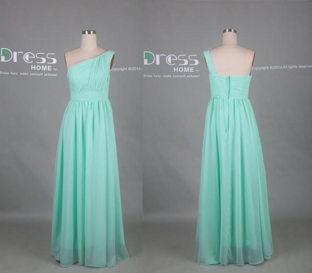 Mint Green One Shoulder Long Bridesmaid Dress/Mint Bridesmaid Dress