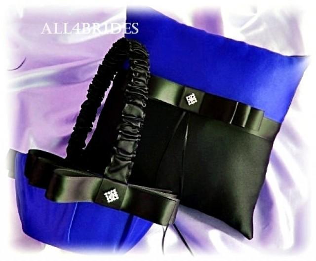 Weddings Ring Pillow And Flower Girl Basket Royal Blue And Black