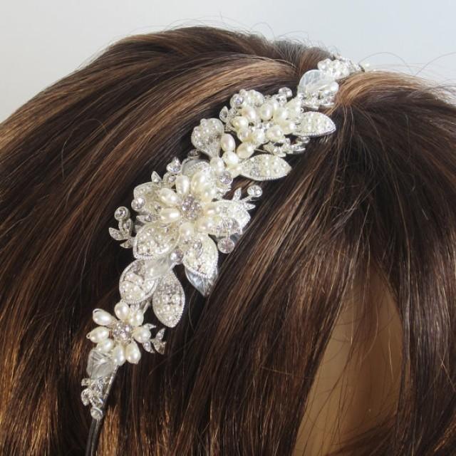 Pearls Flower Bridal Tiara, Bella Bridal Tiara, Bridal Head Band