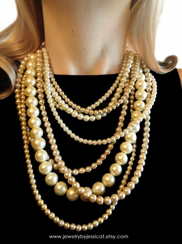 CLASSIC, Statement Necklace, Ivory, Gold, Champagne, Almond, Gold