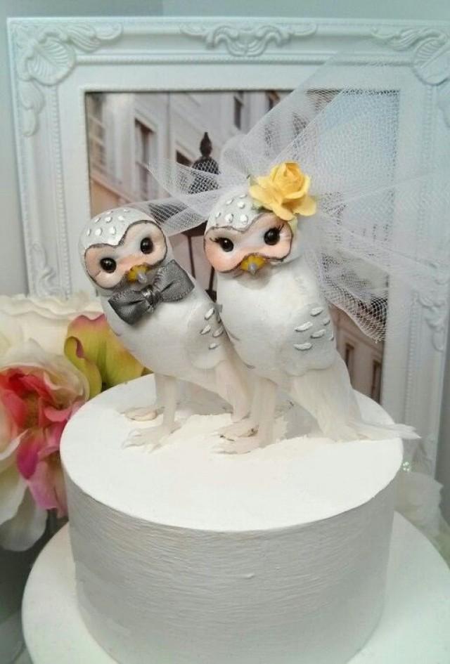 Spring Sale Grey And Yellow Wedding Owls Chic Snow Owls Bird
