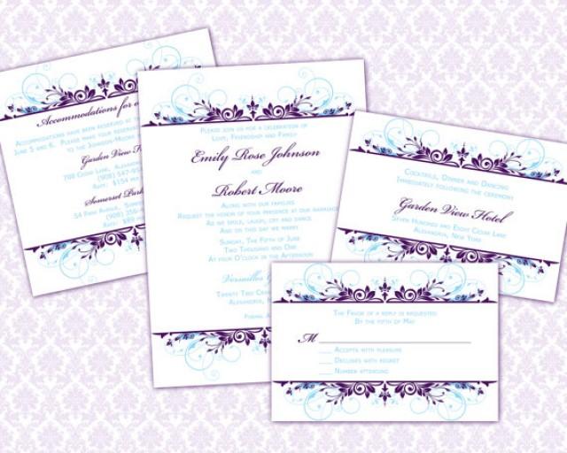 DIY Wedding Invitation Template Set (5x7 Invitation & Enclosure Cards