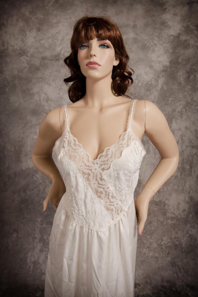 Vintage Victoria S Secret Gold Crown Nightgown Lingerie Ivory Size