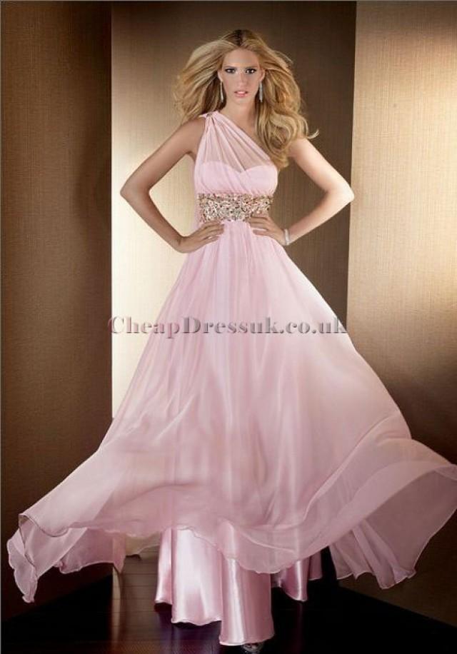 Draping Empire Waist Long Aline Crystals Chiffon Prom Dress Cheap