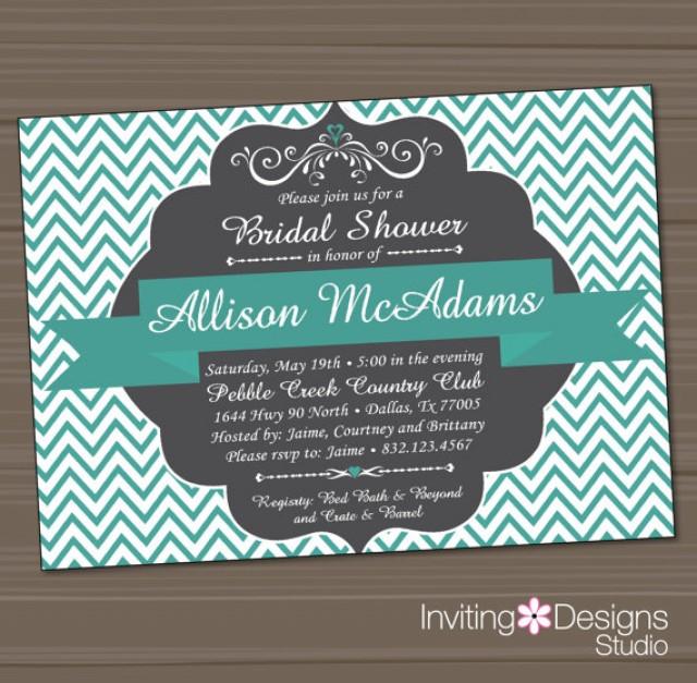 Printable Bridal Shower Invitation, Wedding Shower Invitation, Aqua