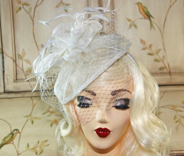 Ivory Fascinator Cream Fascinator With Veil British Tea Party