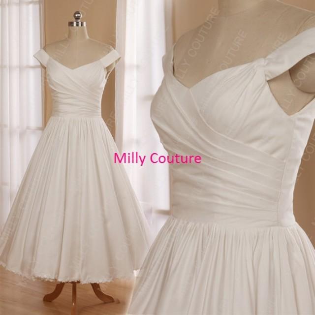 Pure Cotton Off Shoulder Inspired Dress 1950s Wedding Vintage