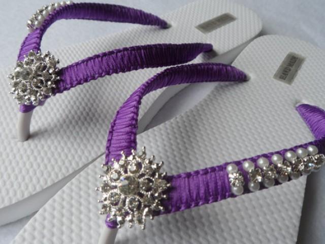 purple flip flops for wedding