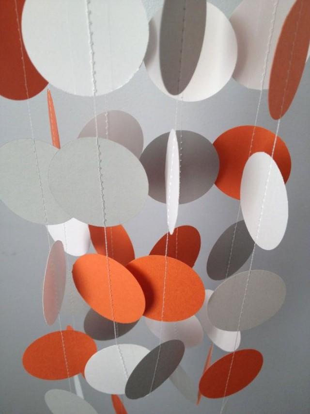 Orange Gray White 12 Ft Circle Paper Garland Party Decorations
