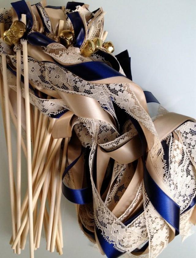 75 Wedding Wands Lace Ribbon Bells Streamers Birthday Party Gold Silver
