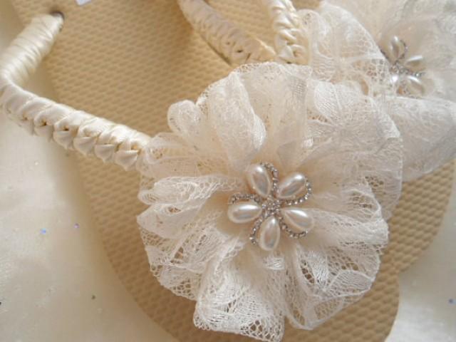 Ivory Bridal Shoes Ivory Lace Bridal Flip Flops Lace Bridal