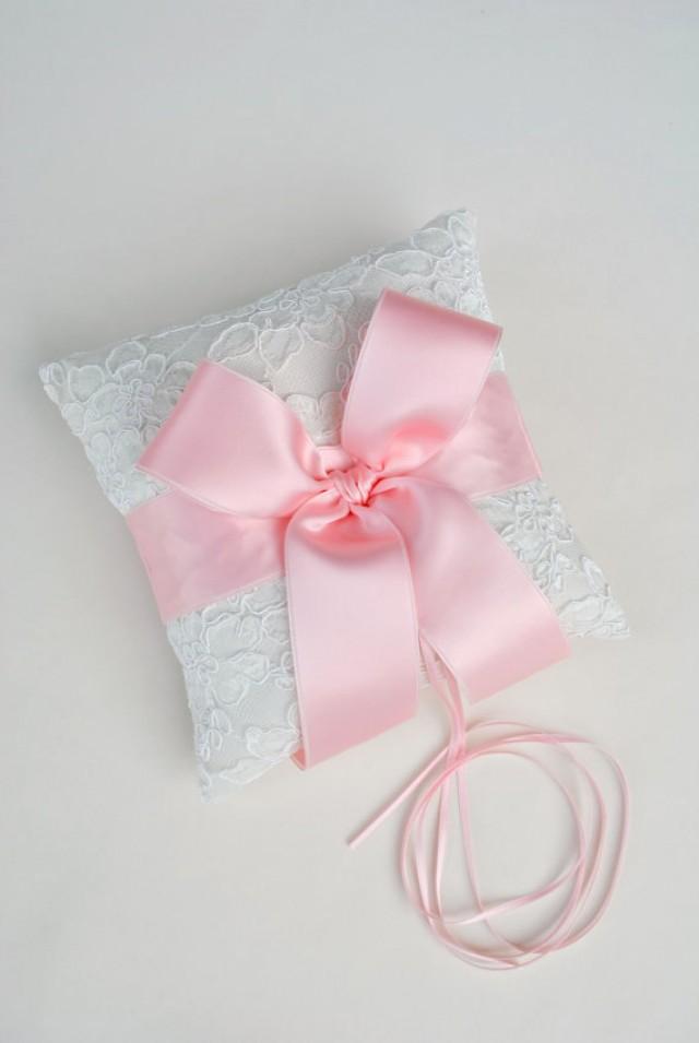 Pink And Ivory Ring Bearer Pillow Pink And Ivory Alencon Lace Ring