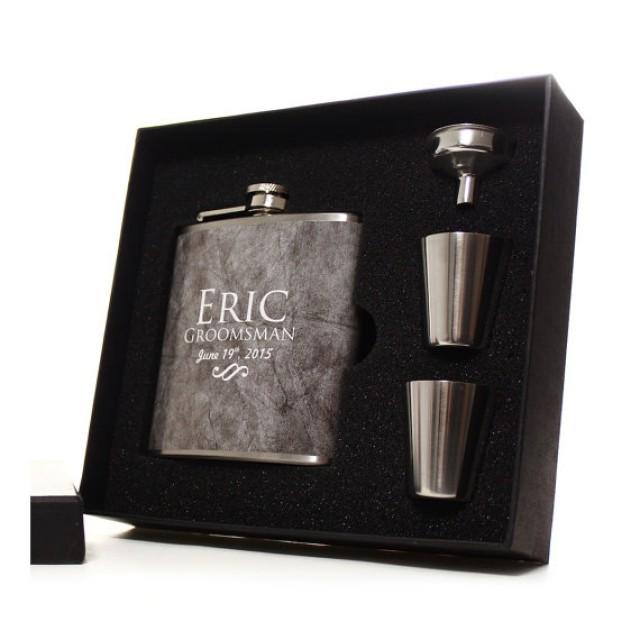 5 Flasks For Groomsmen, Gray Flask Gift Sets For Groomsmen Gifts, Best