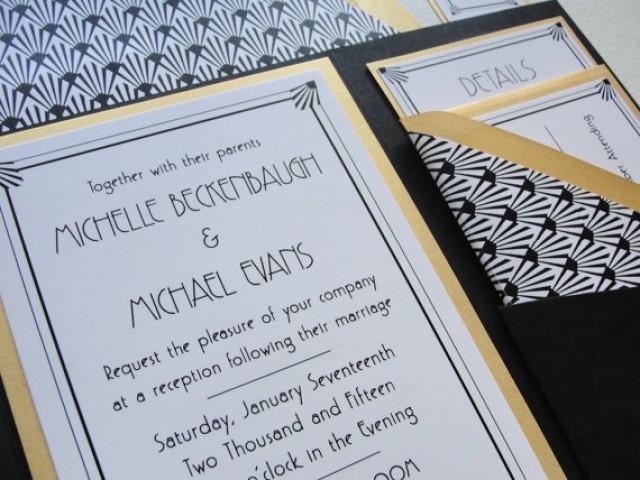Pocket Fold Wedding Invitations Set Old Hollywood Invitation Pocket Fold Wedding Invitations Set