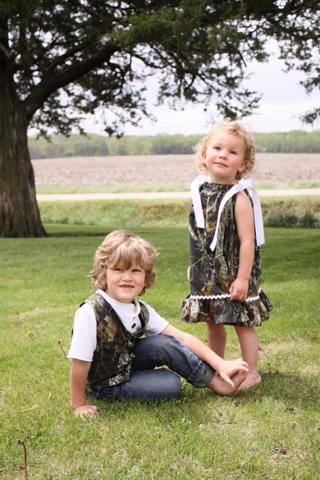 Camo Wedding, Camo Girl Dress, Camo Boy Vest, Brother Sister Matching