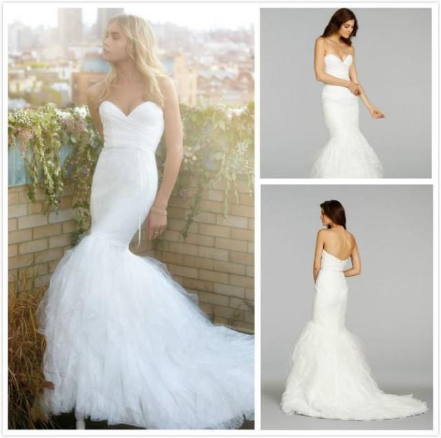 Charming New Lace 2015 Pleats Ruffles Wedding Dress Sleeveless Mermaid