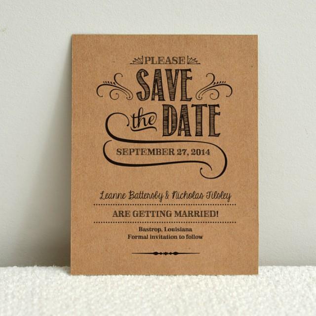 DIY Kraft Paper Wedding SavetheDate Handlettered Rustic Love