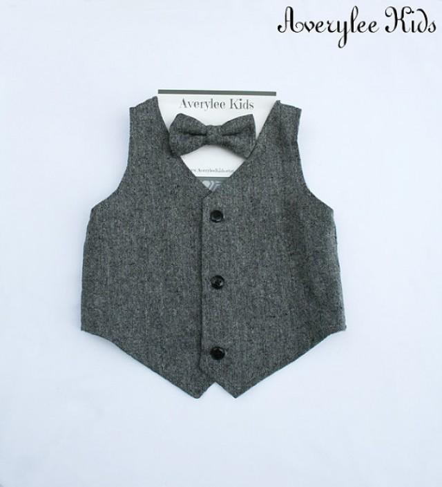 Boy's Grey Tweed Vest, Ring Bearer Attire, Boys Vest,Toddler Boys Vest