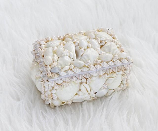 Beach Seashell Ring Bearer Wedding Pillow Box Shabby Chic Craft