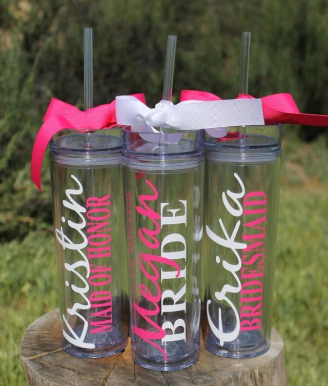 Set Of 6 Tall Skinny Personalized Tumblers Great Gift Bridesmaids