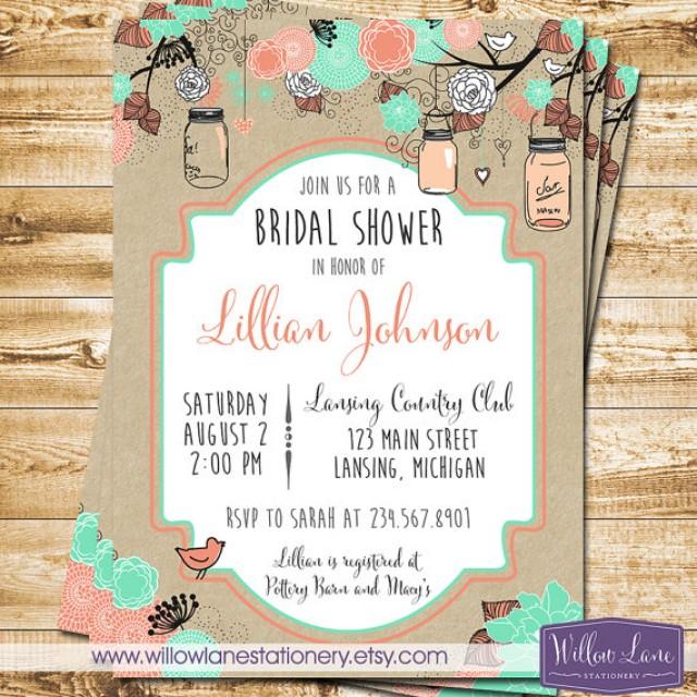 Bridal Shower Invitation Mason Jar Bridal Shower Invitation Bridal