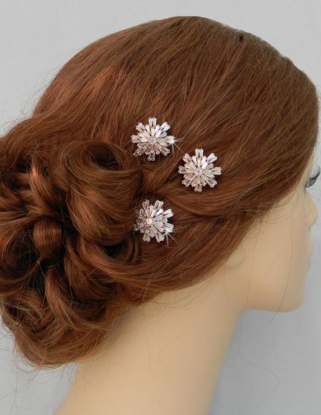 Rose Gold Hair Pins, Bridal Hair Comb, Wedding Hair Clip, Gold Bridal