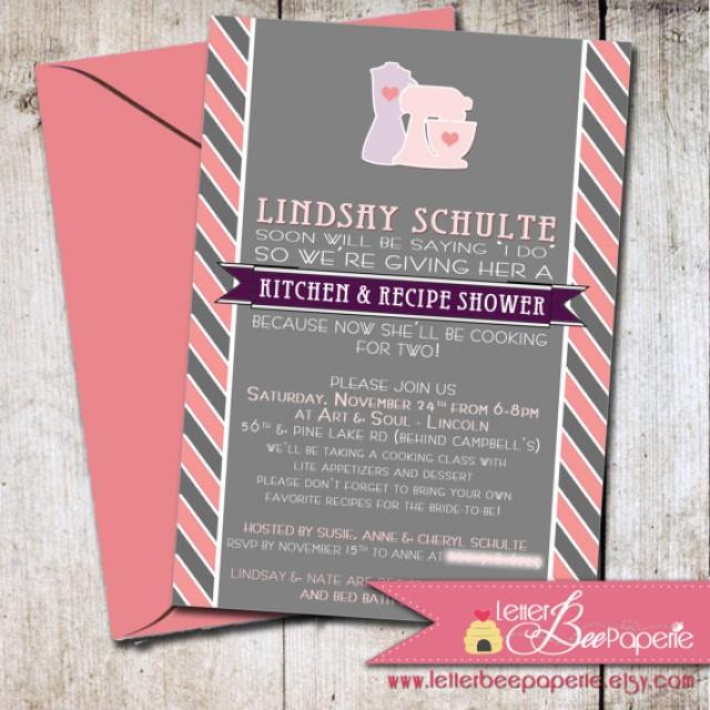 Bridal / Recipe Shower Invitation Custom Order To Match The Bride's