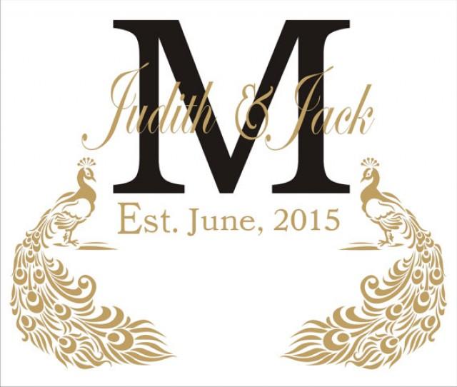 AISLE RUNNER STENCiL 4 Pc Stencil AZ Letters With Names, EST Date And Peacocks 5 Sizes