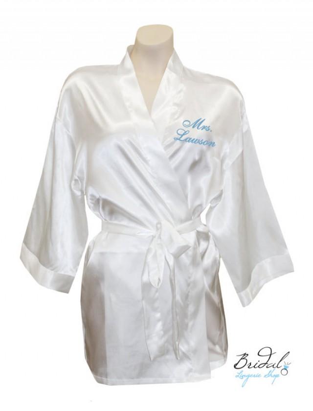 Personalized Mrs. Satin Robes Embroidered On The Front, For The Wedding