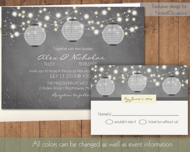 Paper Lantern Wedding Invitation Rustic Wedding Invitations With