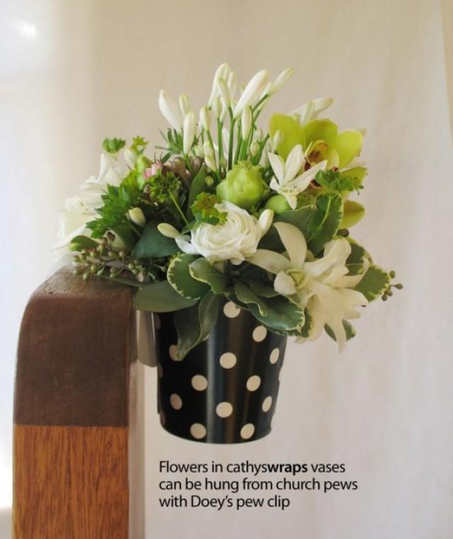 Wedding Ceremony Pew Decorations & Doeys Pew Clip. Flower Vases, Pew
