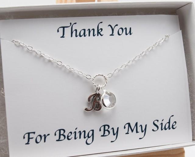 Necklace With Card, Thank You For Being By My Side, Bridesmaids Jewelry Wedding Necklace