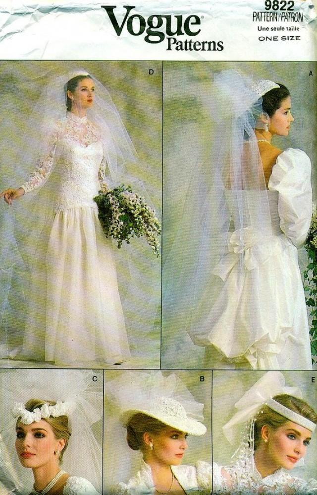 Vogue 9822 Vintage 1980s Bridal Veils and Headpieces Pattern #2275731.