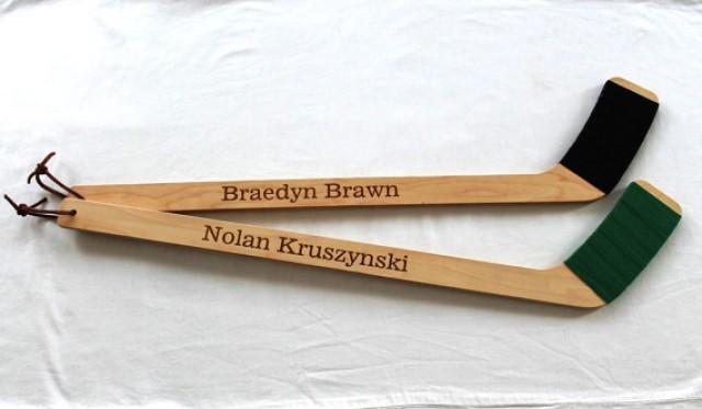 engraved hockey stick