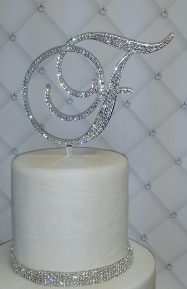 6 Tall Initial Monogram Wedding Cake Topper Swarovski Crystal